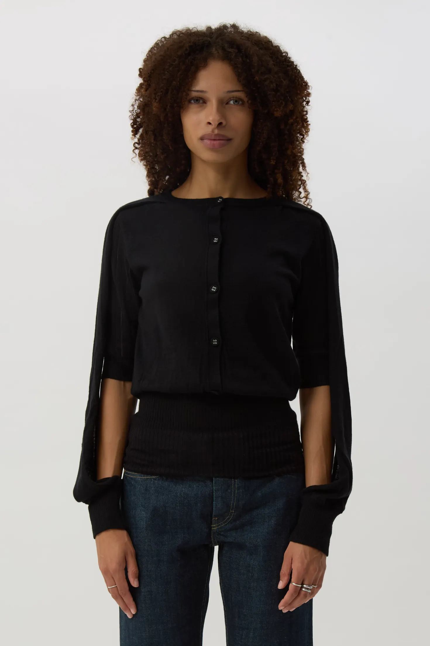 Nebular Black Corella Double Sleeve Jumper