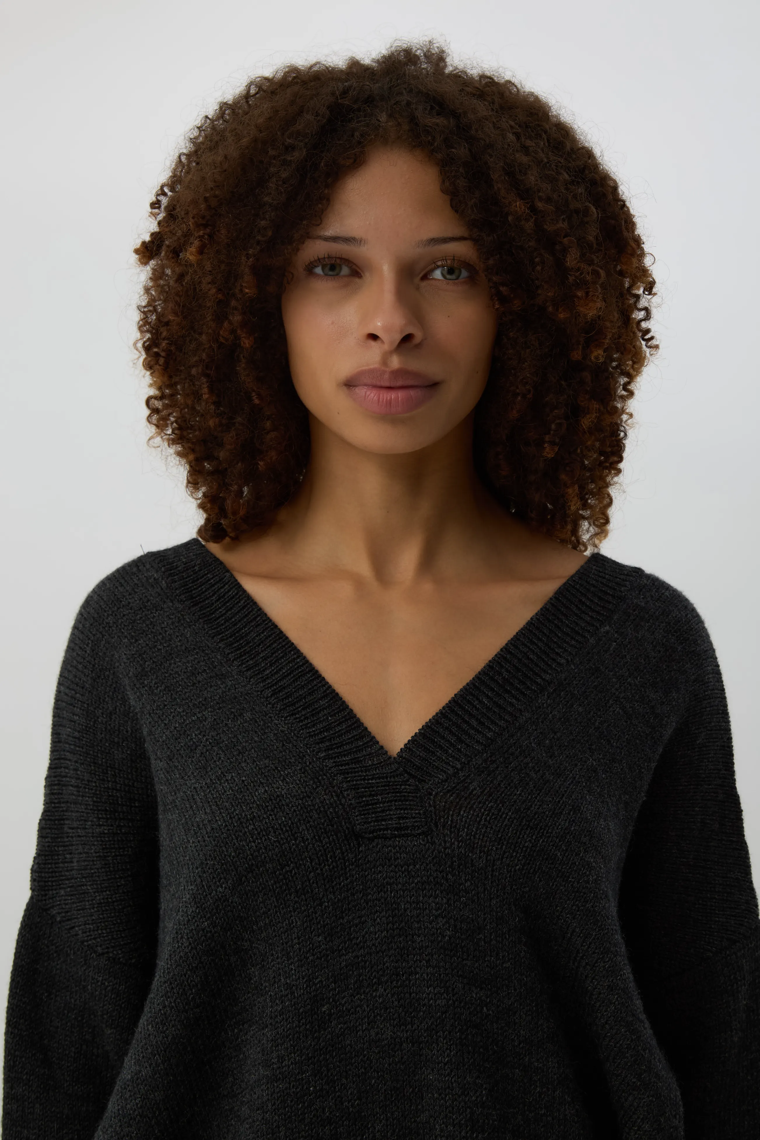 Charcoal Raise V-Neck Sweater