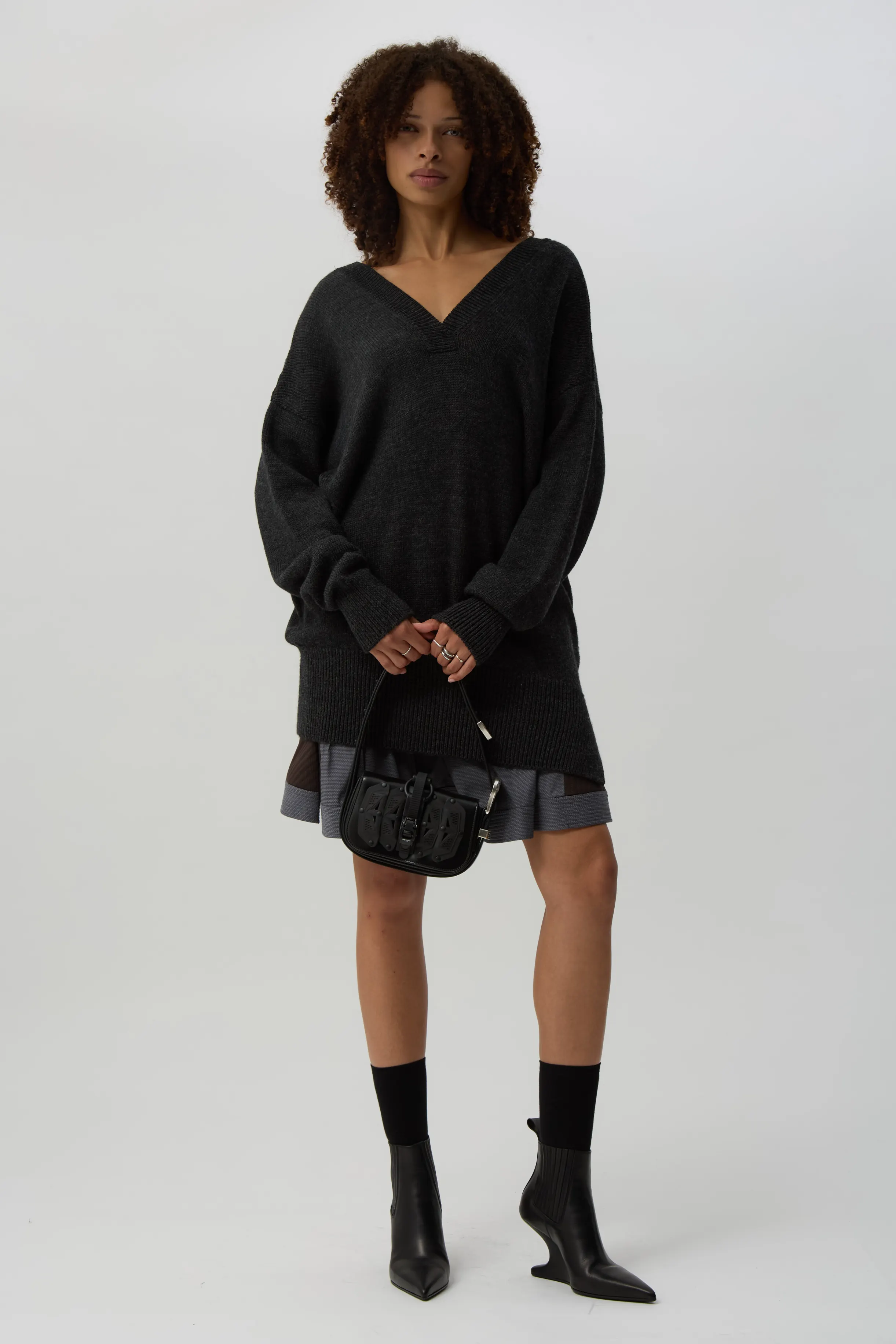 Charcoal Raise V-Neck Sweater