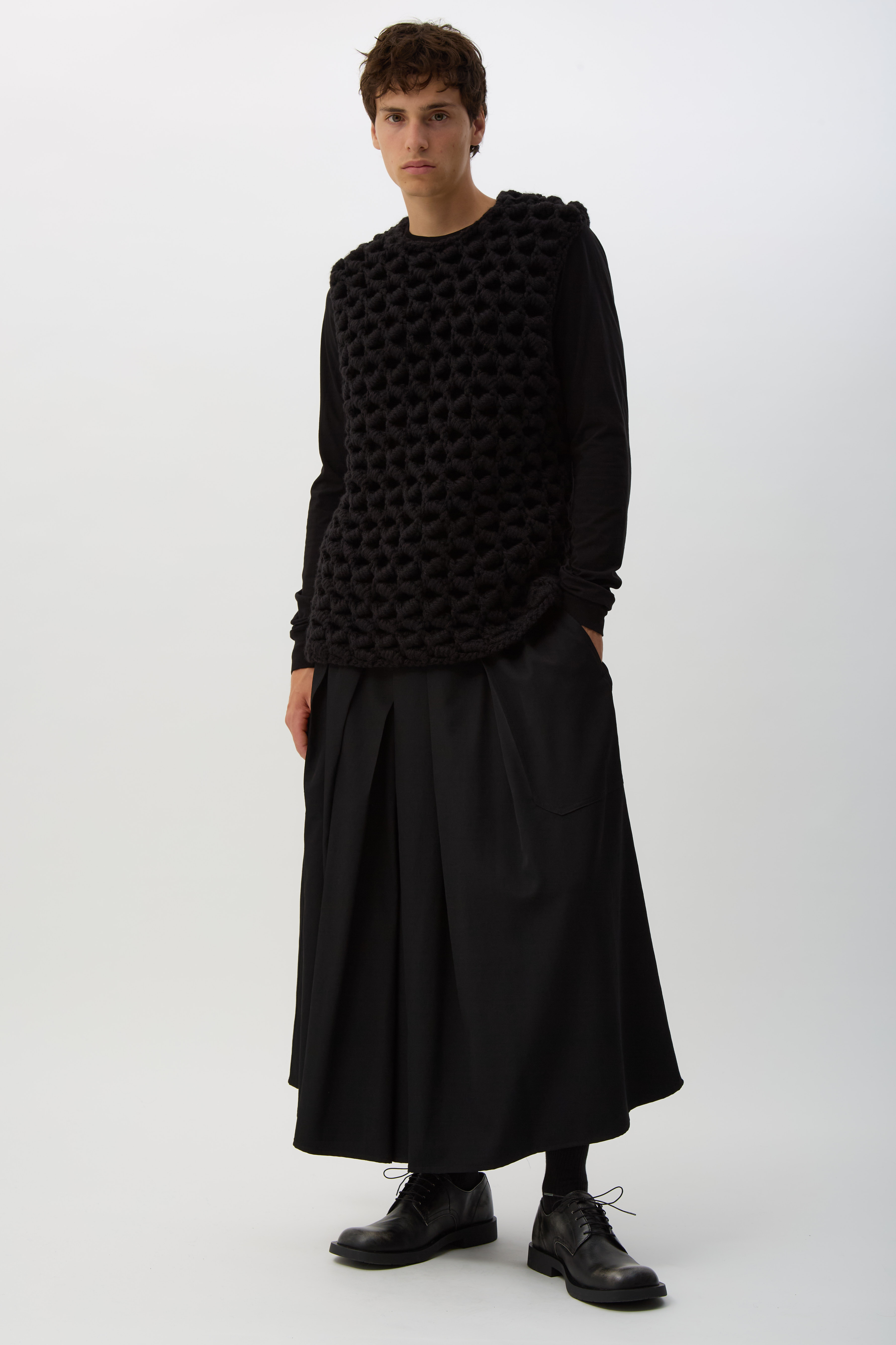 Black Open-Weave Knit Vest