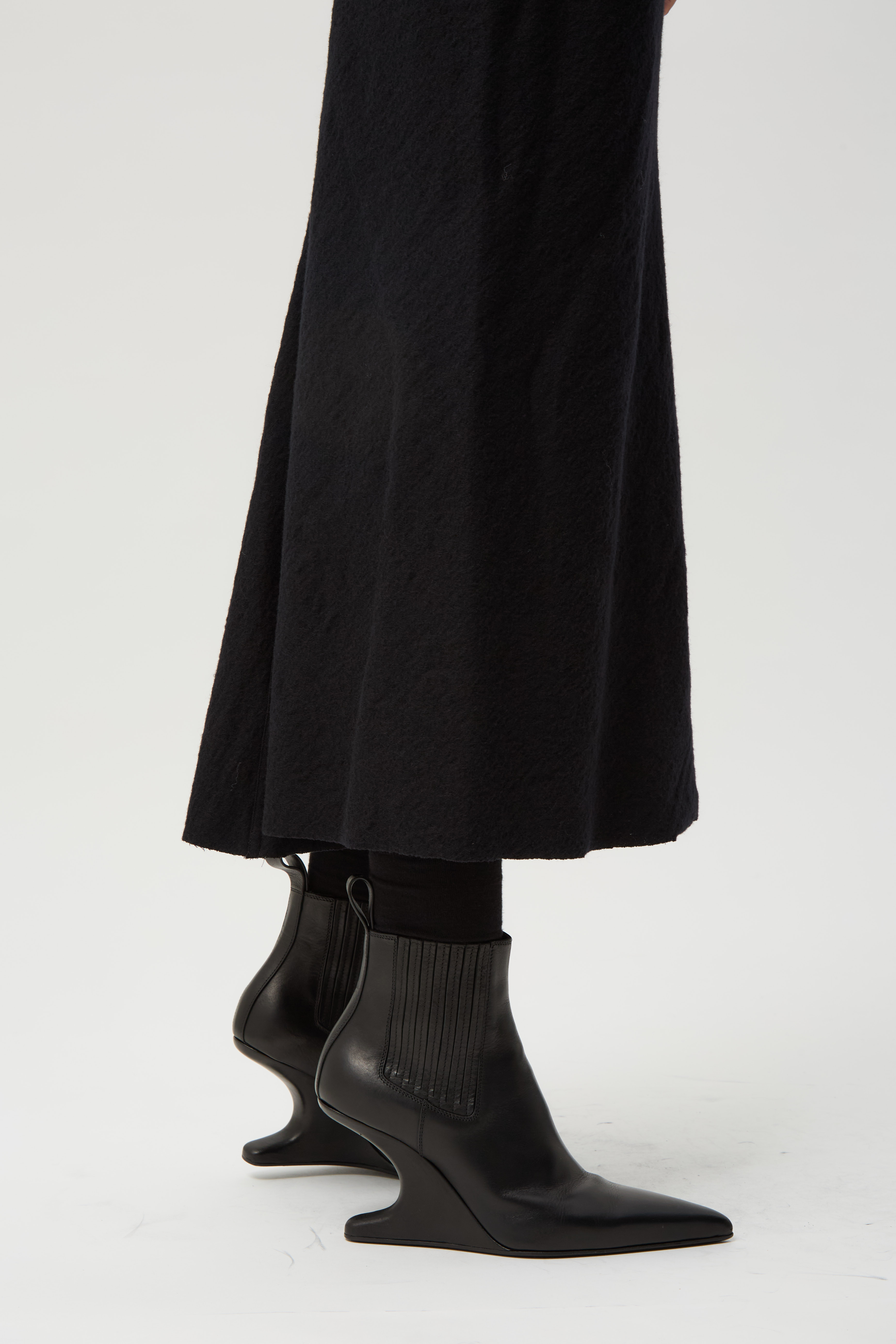 Black Calf Bias Skirt