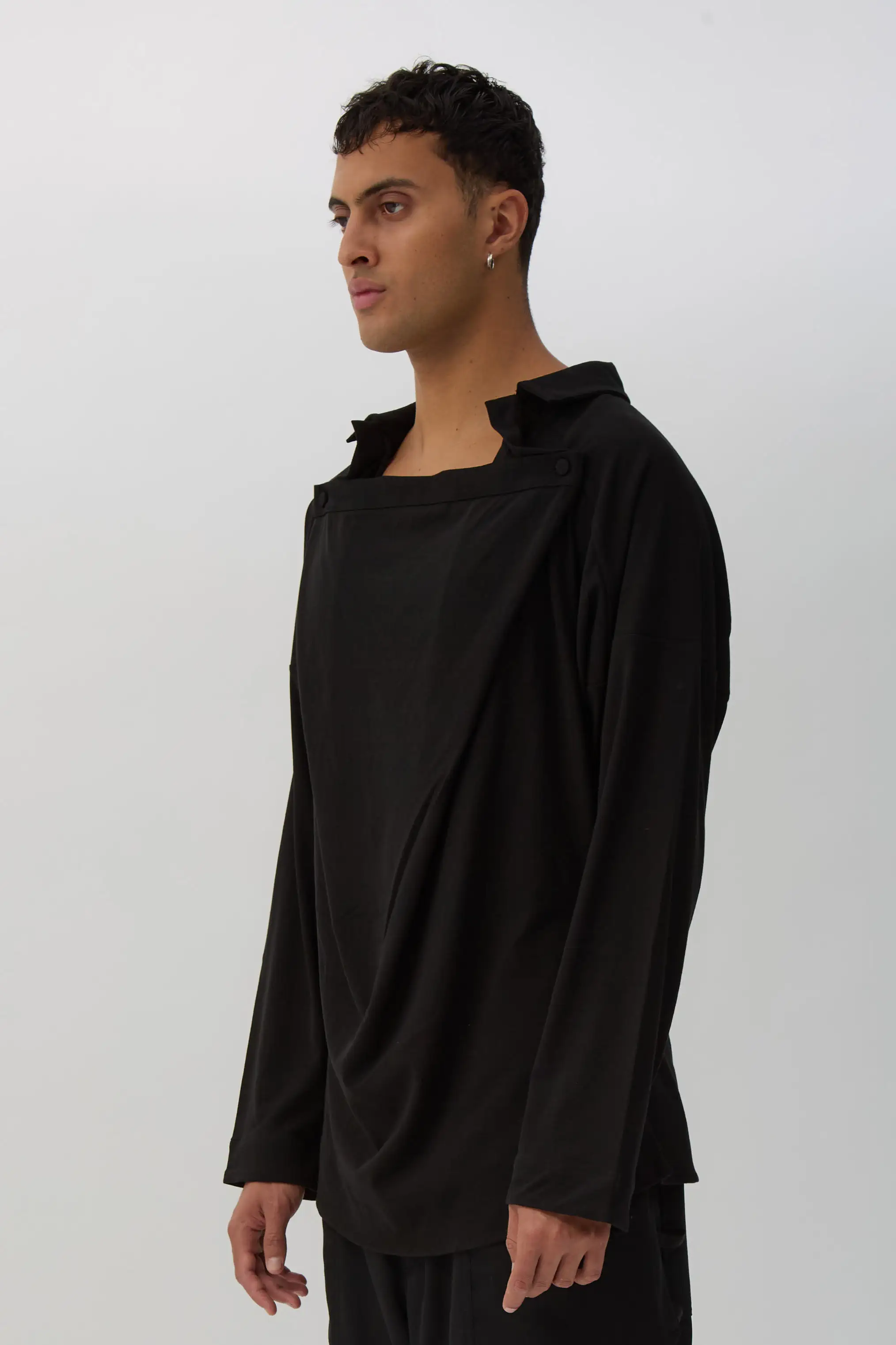 True Black Iskar Draped Shirt