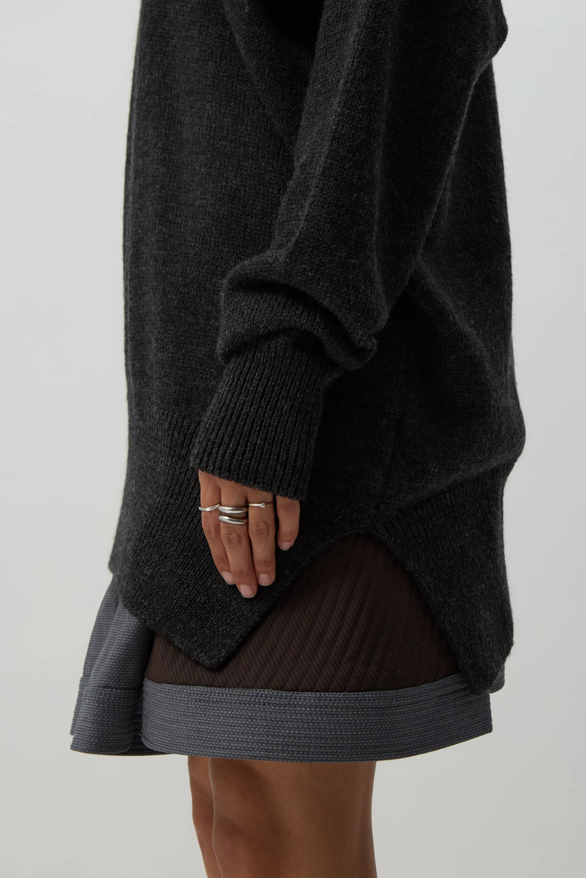 Charcoal Raise V-Neck Sweater