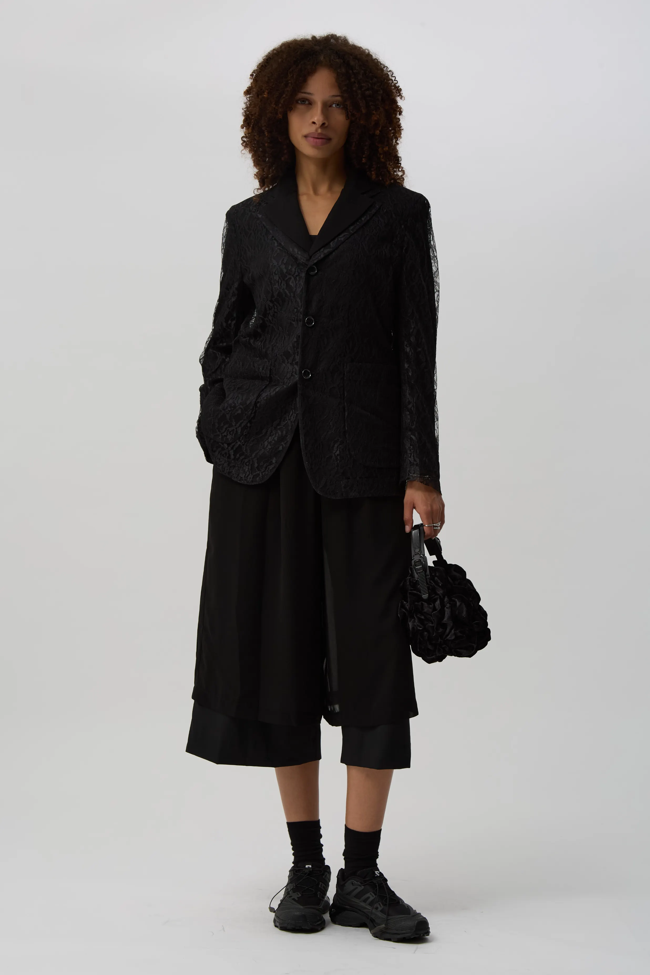 Black Layered Lace Blazer