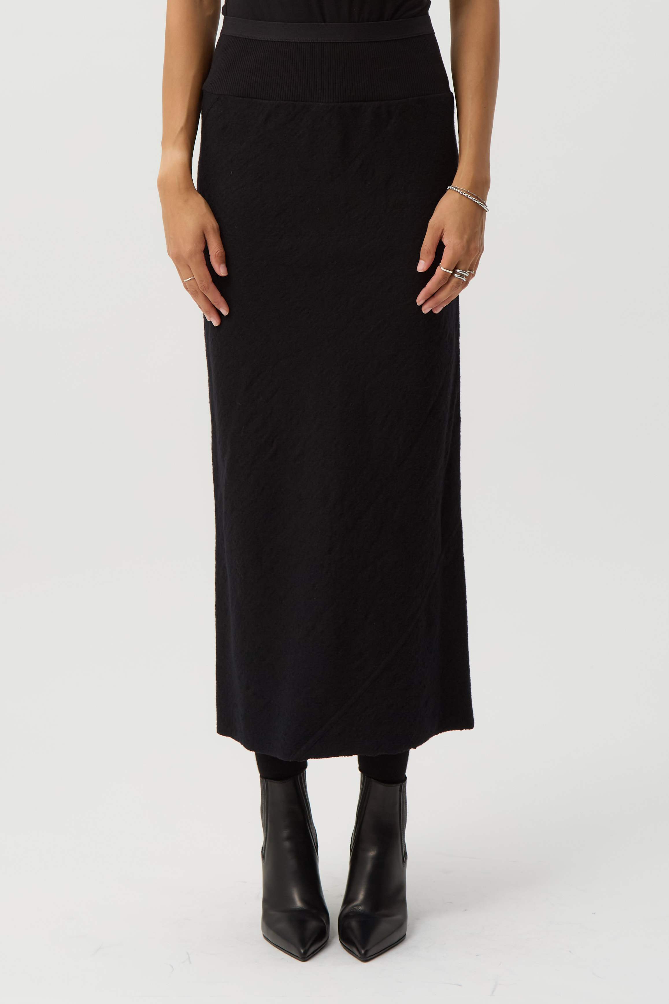 Black Calf Bias Skirt