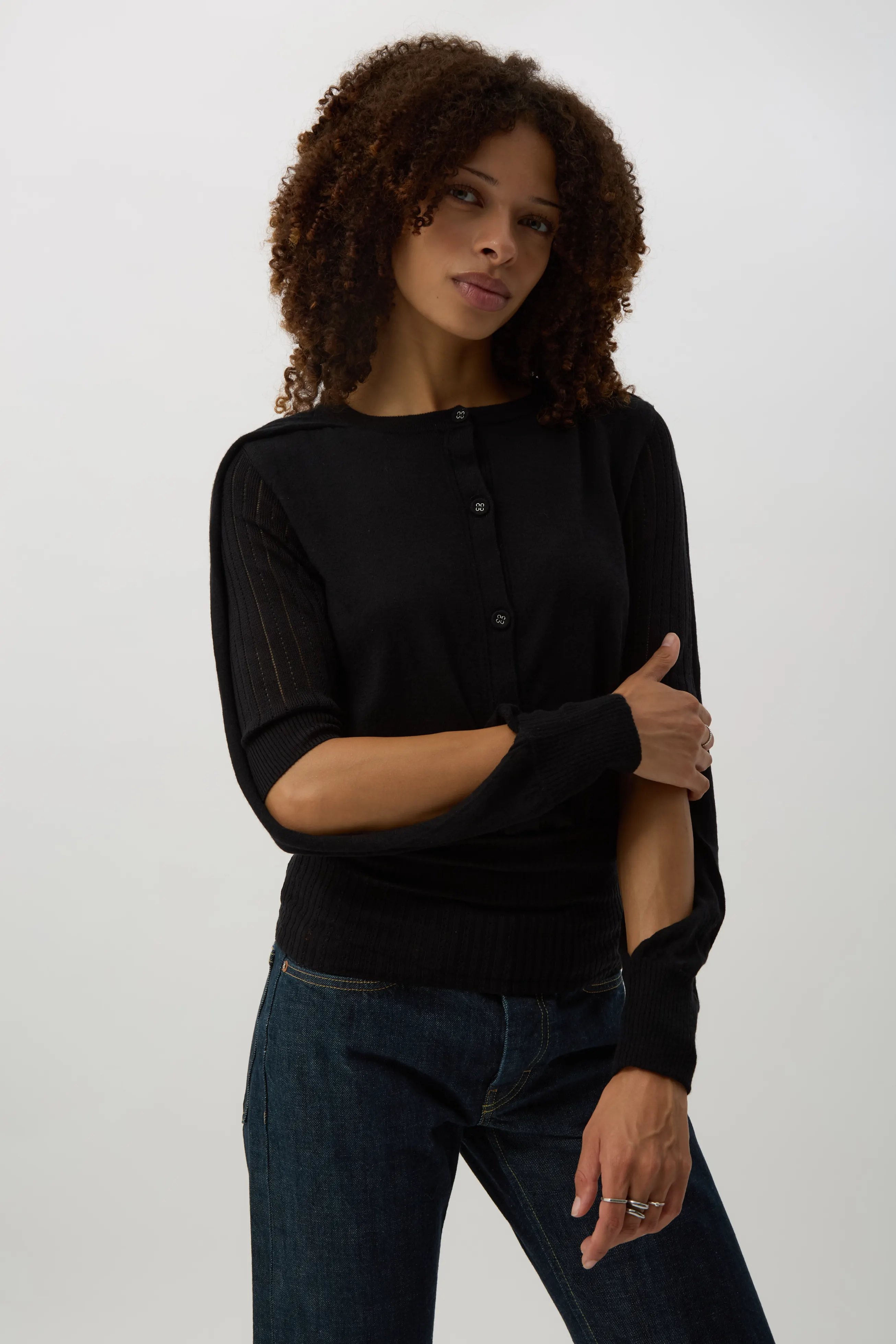 Nebular Black Corella Double Sleeve Jumper