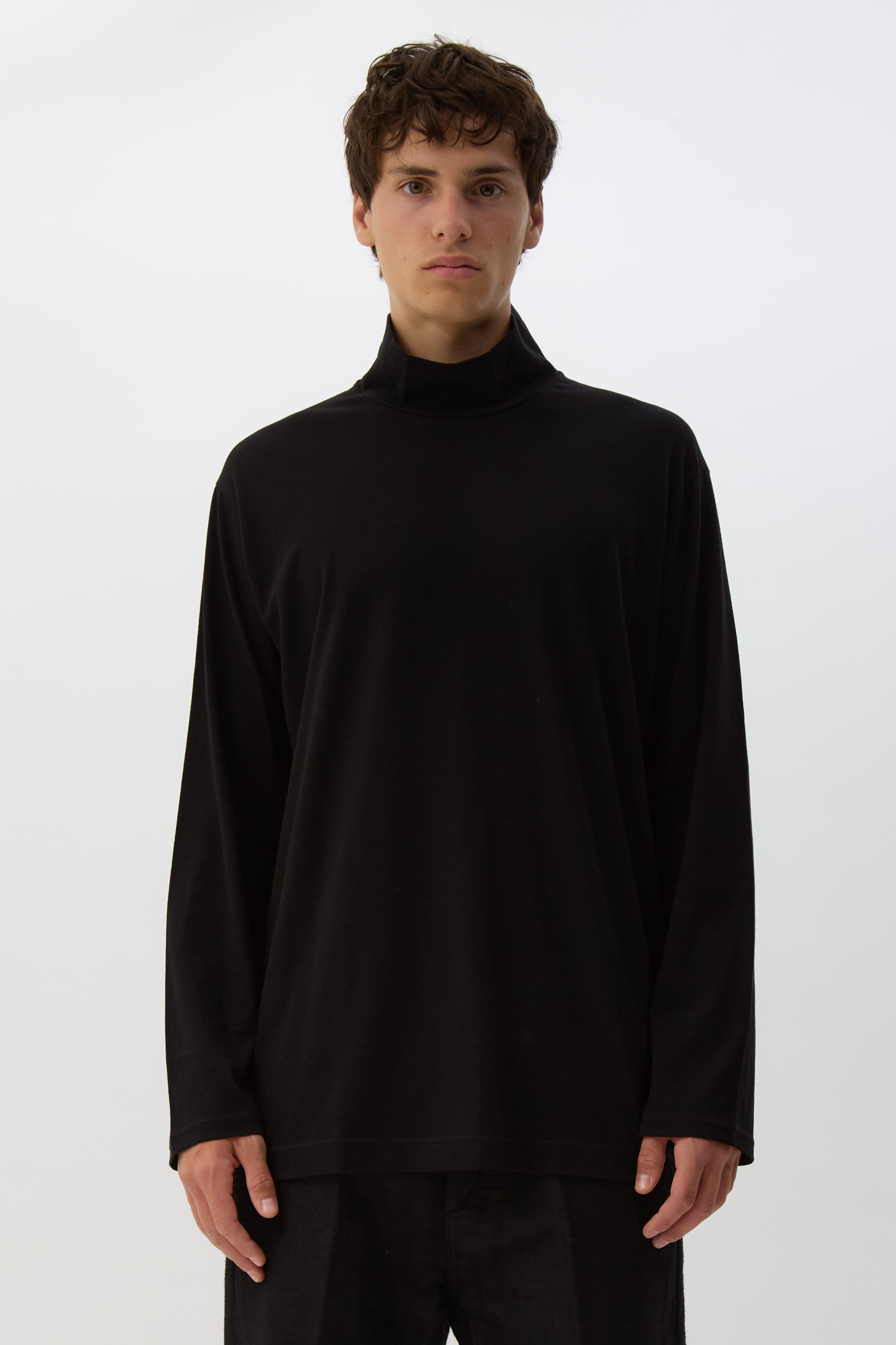 Black High Neck Long-Sleeve T