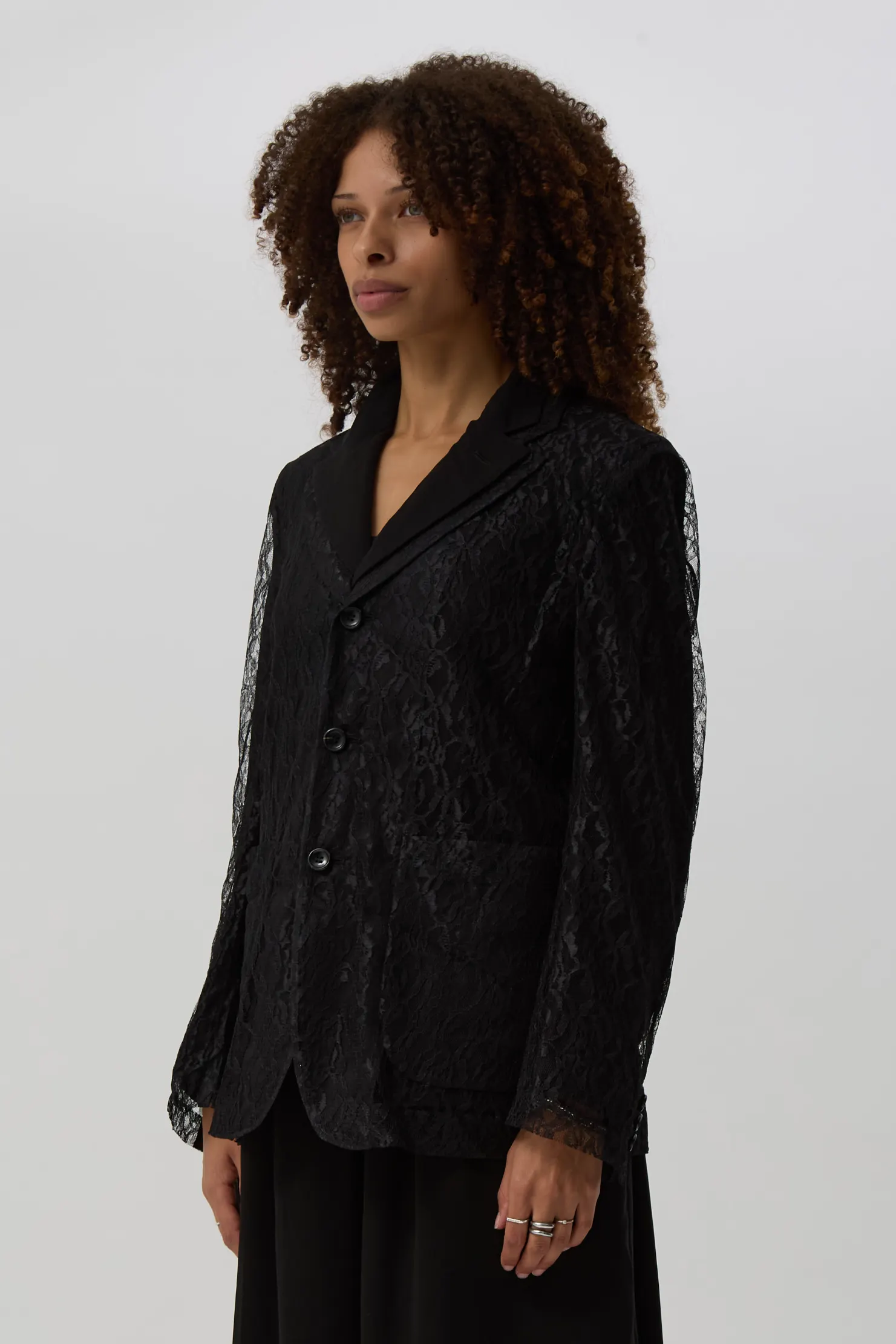 Black Layered Lace Blazer