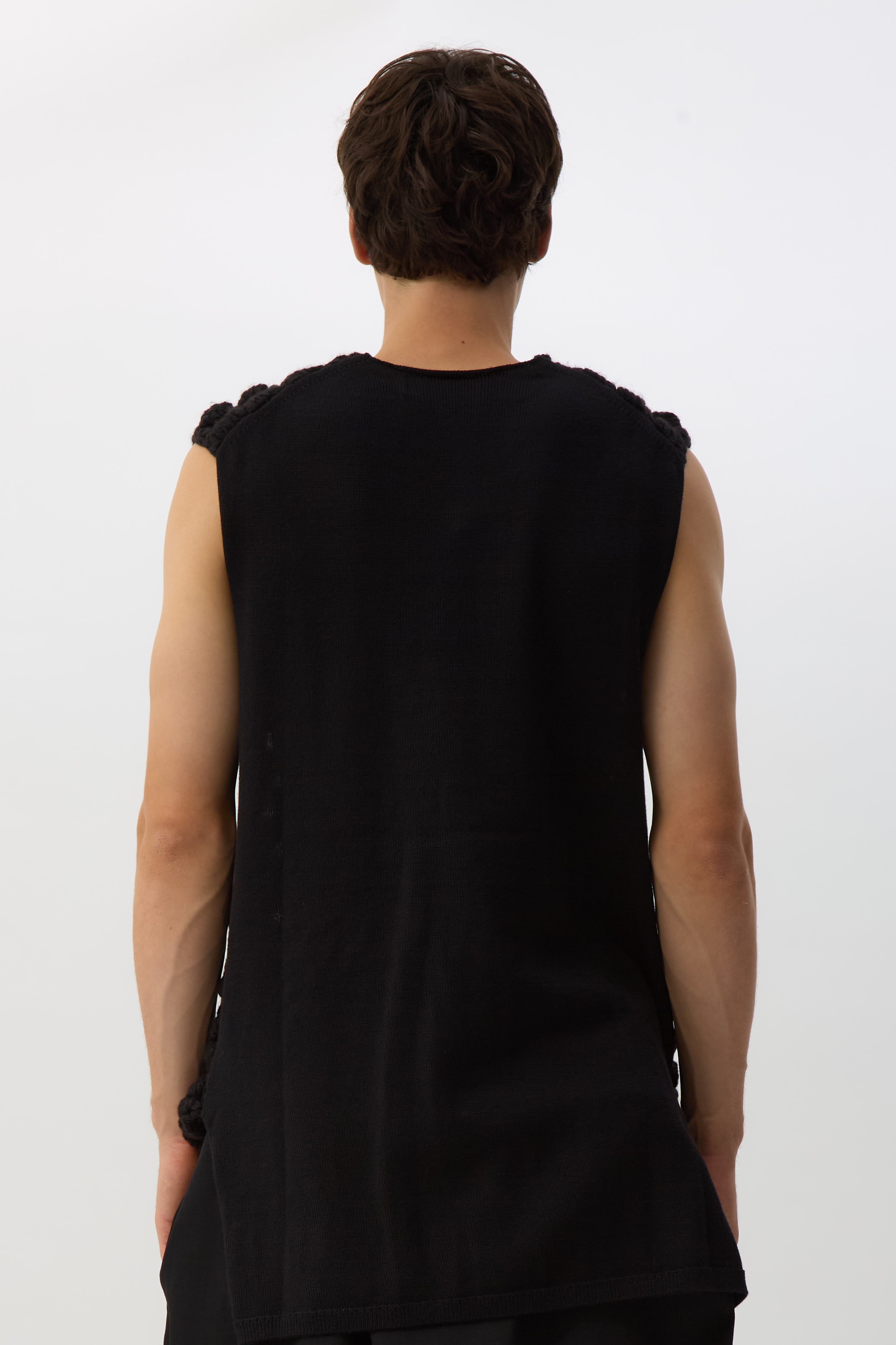 Black Open-Weave Knit Vest
