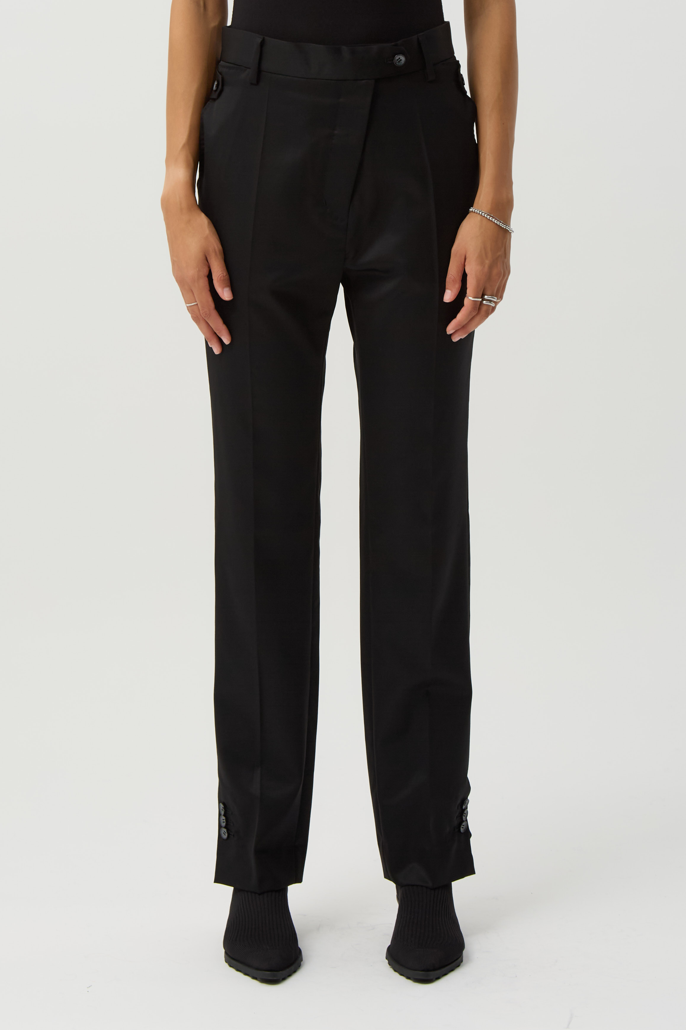Jet Black Egret Tailored Trousers