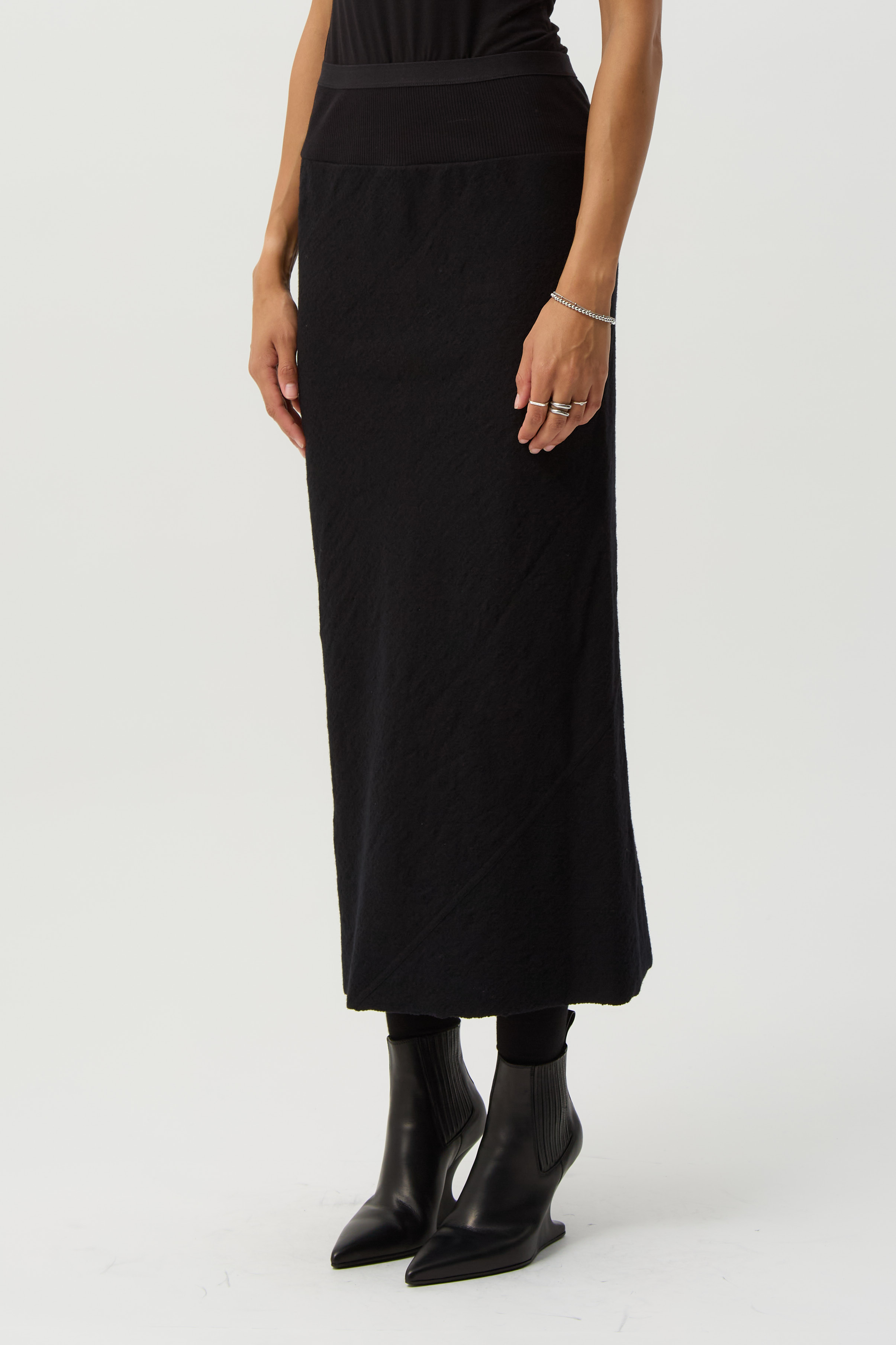 Black Calf Bias Skirt