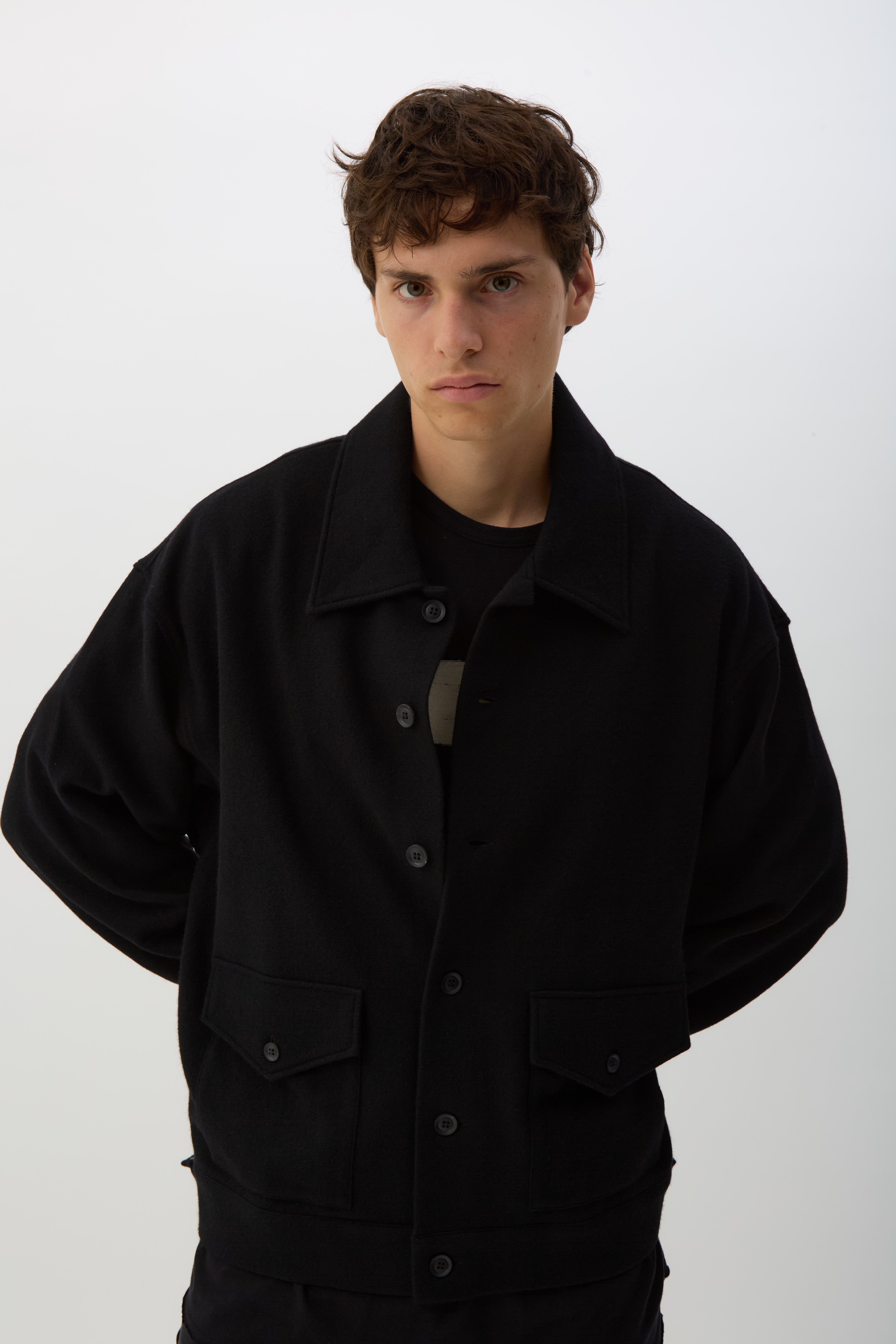 Black Stand Collar Blouson