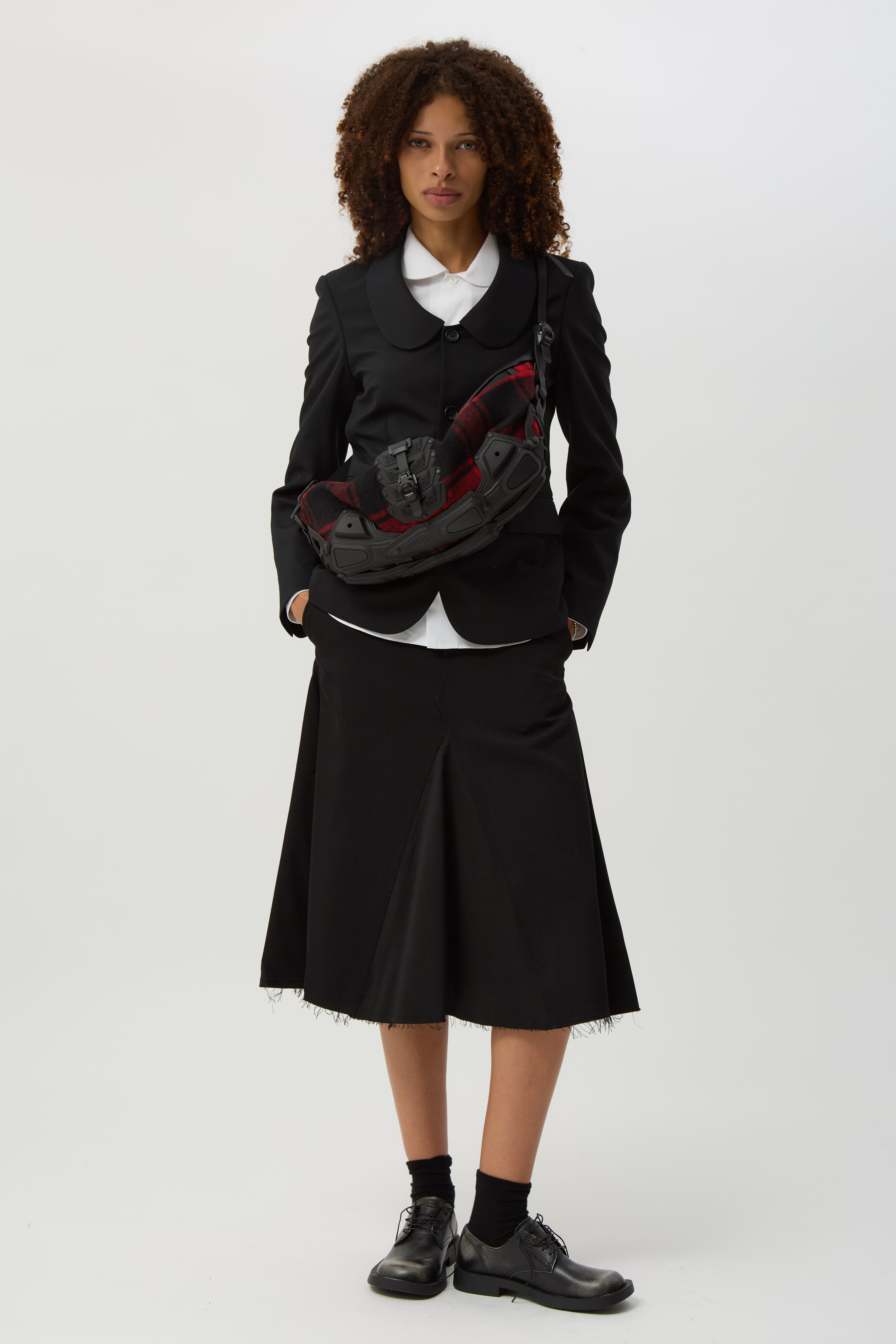 Black Rounded-Collar Jacket