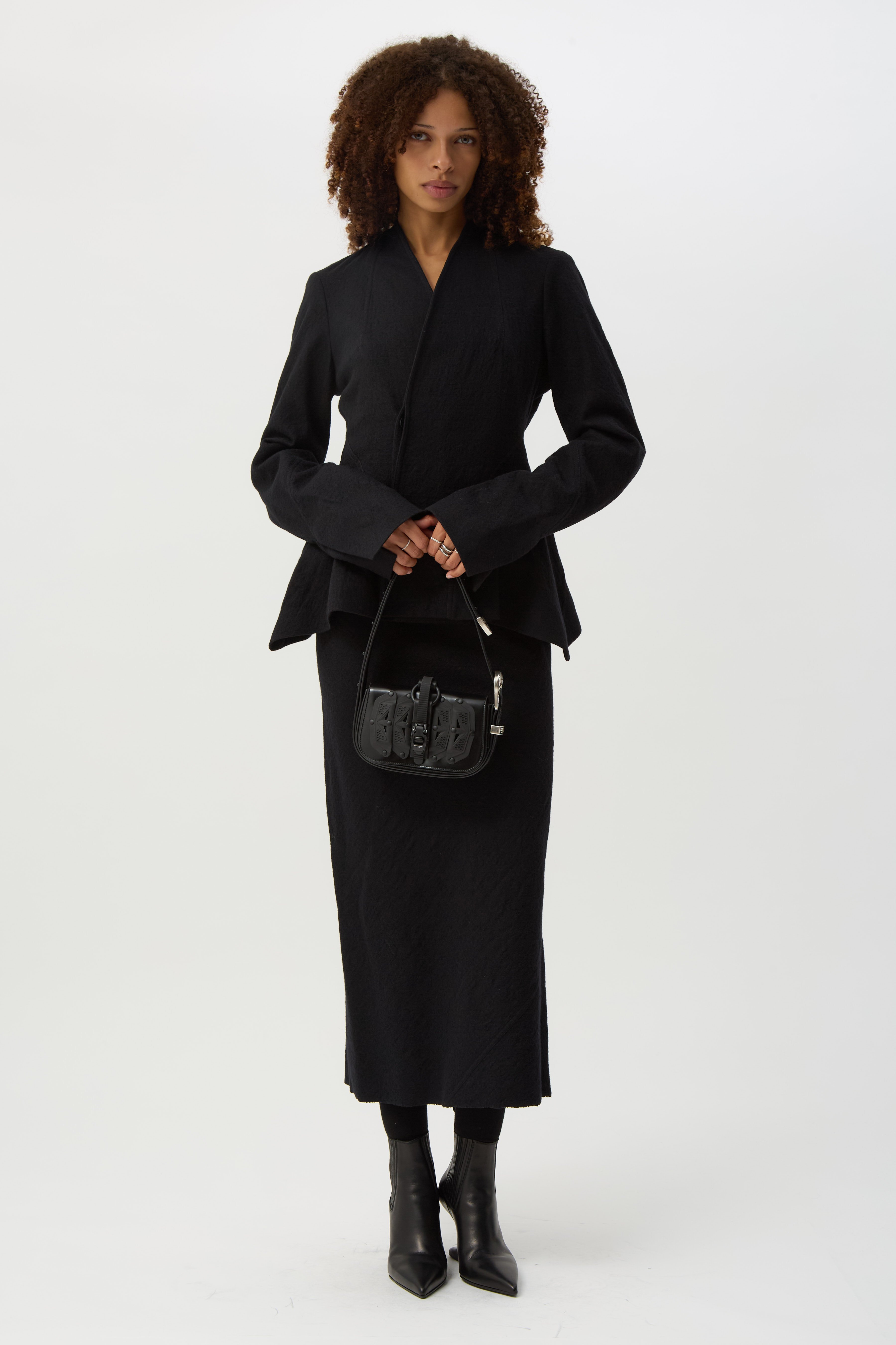 Black Calf Bias Skirt