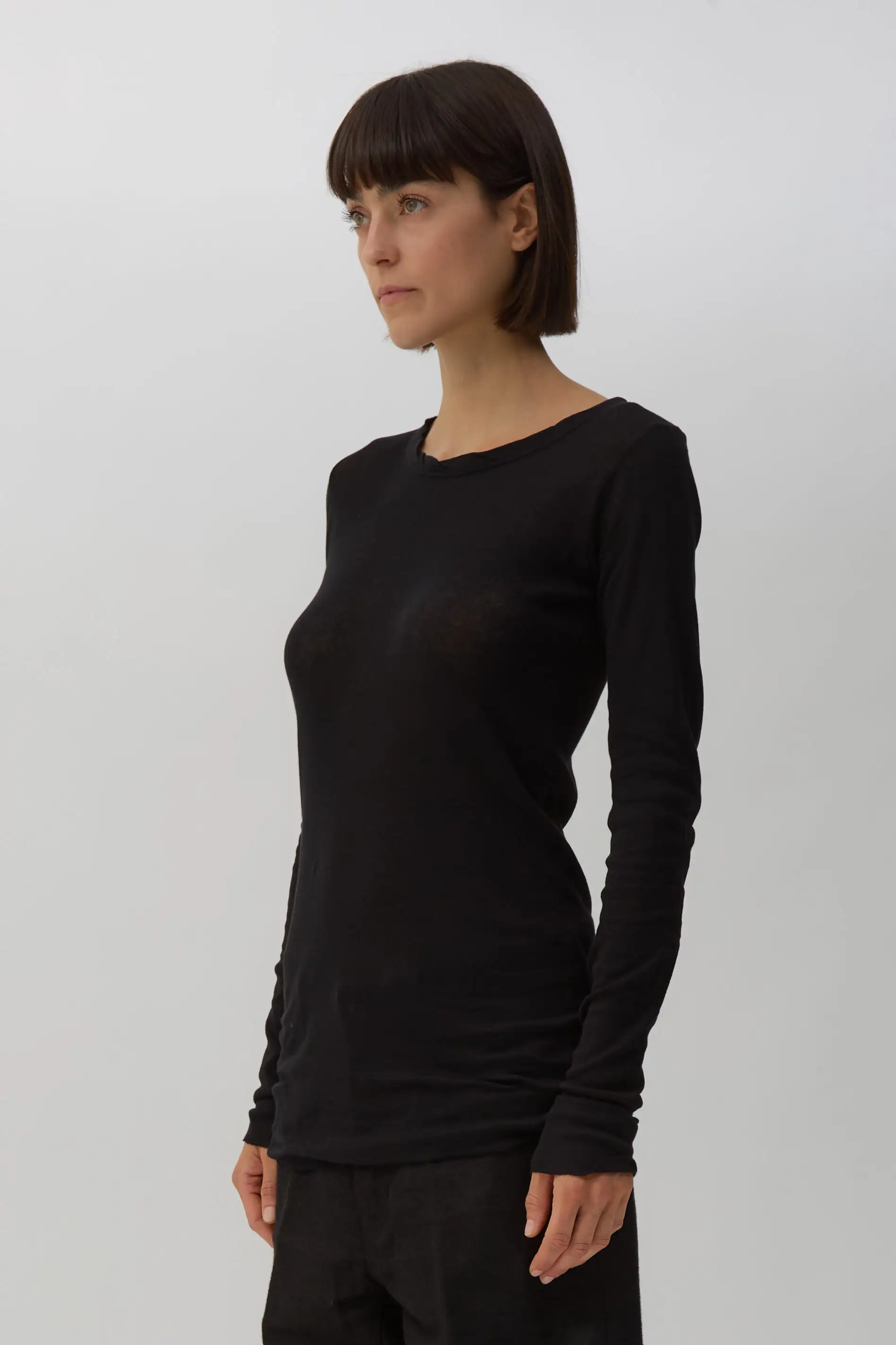 Black Rib Long-Sleeve T